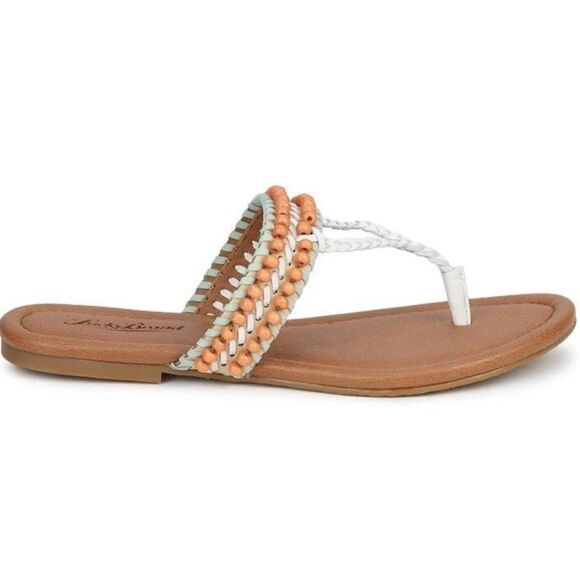 LUCKY BRAND 🎉HP🎉 L Sz 11 Dollis Braided Beaded Leather Mixed Media Sandal/NWTIB! - Picture 9 of 16
